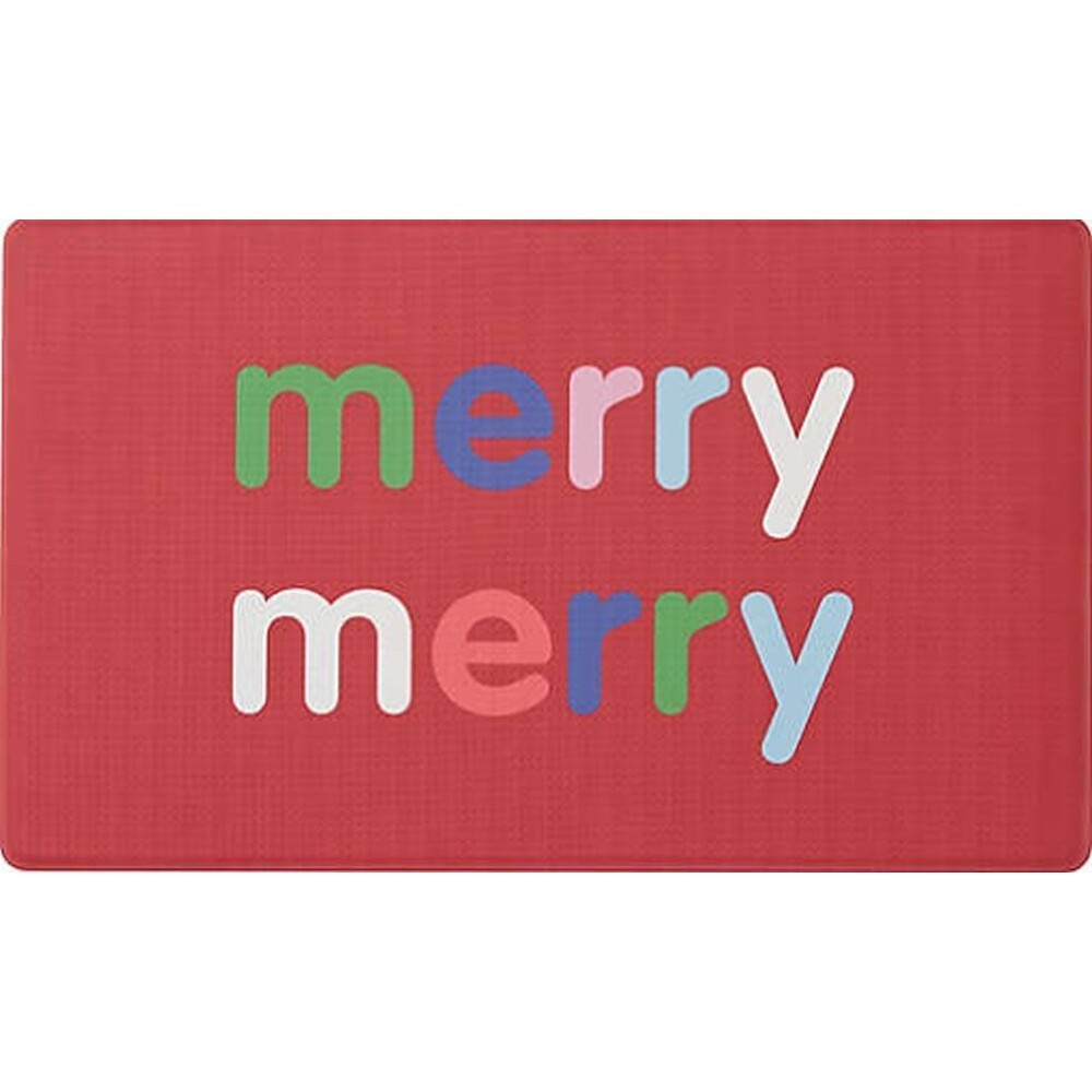 Anti-Fatigue PVC Floor Mat (18"x30") WINTER,CHRISTMAS,MERRY MERRY ON RED,HFH